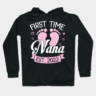 Baby Feet Heart Happy To Me Grandma First Time Nana Est 2022 Hoodie